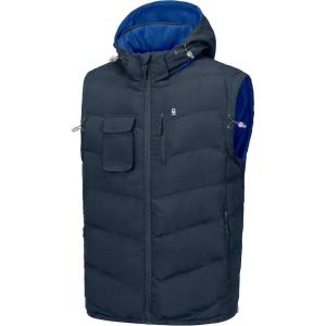 imageLittle Donkey Andy Mens Reversible Fleece Puffy Vest Warm Sleeveless Puffer Jacket with Removable Hood for Golfing HikingBlue