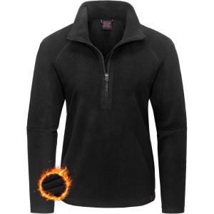 imageLittle Donkey Andy Womens 14 Zip Fleece Sweatshirts Long Sleeve Running Pullover Athletic ShirtsBblackwith Fleece