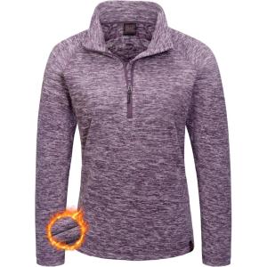 imageLittle Donkey Andy Womens 14 Zip Fleece Sweatshirts Long Sleeve Running Pullover Athletic ShirtsBvioletwith Fleece