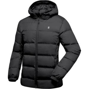 imageLittle Donkey Andy Womens Hooded Puffer Jacket FullZip Winter Lightweight Windproof Warm Quilted Coat with PocketsBlack