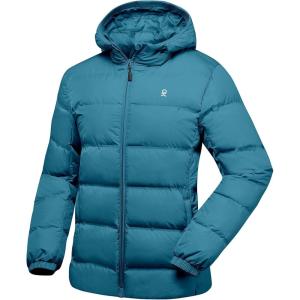imageLittle Donkey Andy Womens Hooded Puffer Jacket FullZip Winter Lightweight Windproof Warm Quilted Coat with PocketsBlue