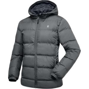 imageLittle Donkey Andy Womens Hooded Puffer Jacket FullZip Winter Lightweight Windproof Warm Quilted Coat with PocketsGrey