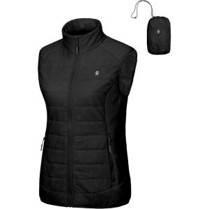 imageLittle Donkey Andy Womens Packable Lightweight Puffer Vest with Recycled Insulation for Running HikingBlack