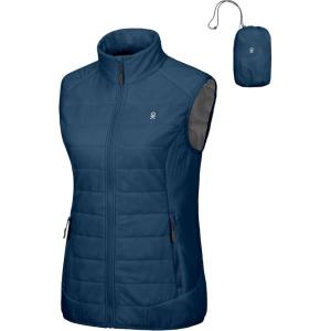 imageLittle Donkey Andy Womens Packable Lightweight Puffer Vest with Recycled Insulation for Running HikingBluesteel
