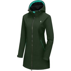imageLittle Donkey Andy Womens Softshell Fleece Lined Jacket with Hood Windbreaker Insulated Long Warm Rain JacketDark Green