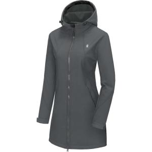 imageLittle Donkey Andy Womens Softshell Fleece Lined Jacket with Hood Windbreaker Insulated Long Warm Rain JacketGray