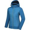 imageLittle Donkey Andy Womens Lightweight Insulated Hybrid Jacket for Hiking Running Ski Thermal Warm with Removable HoodBlue MoonSwedish Blue