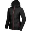 imageLittle Donkey Andy Womens Lightweight Insulated Hybrid Jacket for Hiking Running Ski Thermal Warm with Removable HoodMagnetJet Black