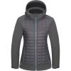 imageLittle Donkey Andy Womens Lightweight Insulated Hybrid Jacket for Hiking Running Ski Thermal Warm with Removable HoodAsphaltCharcoal Gray