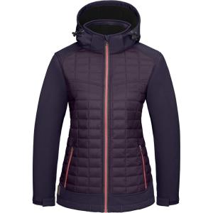 imageLittle Donkey Andy Womens Lightweight Insulated Hybrid Jacket for Hiking Running Ski Thermal Warm with Removable HoodBerry ConserveMystical