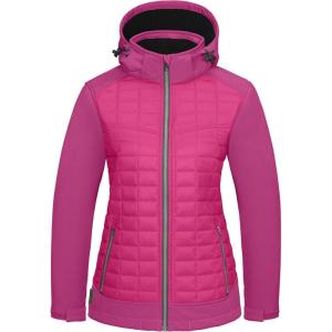 imageLittle Donkey Andy Womens Lightweight Insulated Hybrid Jacket for Hiking Running Ski Thermal Warm with Removable HoodCabaretPhlox Pink