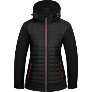 imageLittle Donkey Andy Womens Lightweight Insulated Hybrid Jacket for Hiking Running Ski Thermal Warm with Removable HoodMagnetJet Black