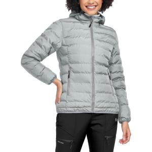 imageLittle Donkey Andy Womens Warm Waterproof Puffer Jacket Hooded Windproof Winter Coat with Recycled InsulationLight Grey Heather