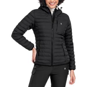 imageLittle Donkey Andy Womens Warm Waterproof Puffer Jacket Hooded Windproof Winter Coat with Recycled InsulationUpgraded Black