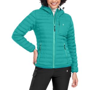 imageLittle Donkey Andy Womens Warm Waterproof Puffer Jacket Hooded Windproof Winter Coat with Recycled InsulationUpgraded Green