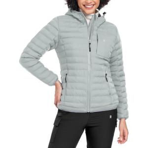 imageLittle Donkey Andy Womens Warm Waterproof Puffer Jacket Hooded Windproof Winter Coat with Recycled InsulationUpgraded Light Grey