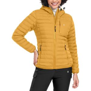 imageLittle Donkey Andy Womens Warm Waterproof Puffer Jacket Hooded Windproof Winter Coat with Recycled InsulationUpgraded Yellow