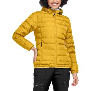imageLittle Donkey Andy Womens Warm Waterproof Puffer Jacket Hooded Windproof Winter Coat with Recycled InsulationYellow Heather
