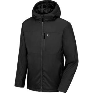 imageLittle Donkey Andy Mens Lightweight Warm Jacket with recycled insulation Hooded Windproof Winter CoatBlack