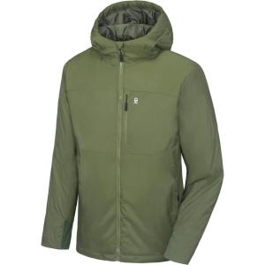 imageLittle Donkey Andy Mens Lightweight Warm Jacket with recycled insulation Hooded Windproof Winter CoatGreen