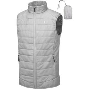 imageLittle Donkey Andy Mens Packable Lightweight Puffer Vest with Recycled Insulation for Running GolfGray