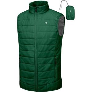 imageLittle Donkey Andy Mens Packable Lightweight Puffer Vest with Recycled Insulation for Running GolfGreen