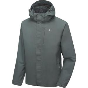 imageLittle Donkey Andy Mens Waterproof Rain Jacket Lightweight Hooded Raincoat Rain Shell for Travel Hiking GolfGray