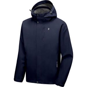 imageLittle Donkey Andy Mens Waterproof Rain Jacket Lightweight Hooded Raincoat Rain Shell for Travel Hiking GolfNavy