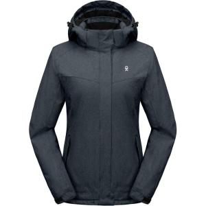 imageLittle Donkey Andy Womens Waterproof Hiking Skiing Jacket with Removable Hood Fleece Lined Winter Warm Rain CoatIndia Ink