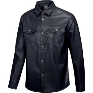 imageLittle Donkey Andy Mens Leather Jacket Waterproof Stretch Faux Leather Jacket for Men Outwear CasualDark Blue