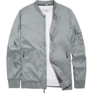 imageLittle Donkey Andy Mens Lightweight Bomber Jacket Causal Fashion Flight Windbreaker Fall Spring Outdoor CoatGrey