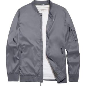 imageLittle Donkey Andy Mens Lightweight Bomber Jacket Causal Fashion Flight Windbreaker Fall Spring Outdoor CoatGrey B