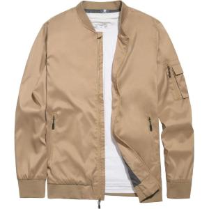 imageLittle Donkey Andy Mens Lightweight Bomber Jacket Causal Fashion Flight Windbreaker Fall Spring Outdoor CoatKhaki