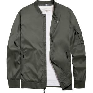 imageLittle Donkey Andy Mens Lightweight Bomber Jacket Causal Fashion Flight Windbreaker Fall Spring Outdoor CoatOlive Branch