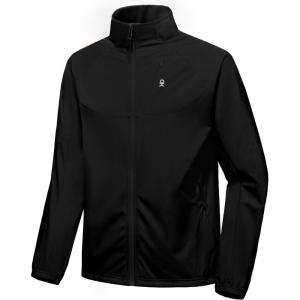 imageLittle Donkey Andy Mens Lightweight Hooded Softshell Jacket for Running Travel Hiking Windproof Outerwear Water RepellentBlackhoodless