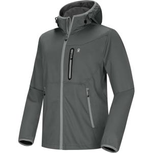 imageLittle Donkey Andy Mens Lightweight Hooded Softshell Jacket for Running Travel Hiking Windproof Outerwear Water RepellentGray