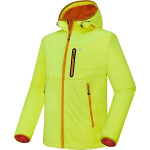 imageLittle Donkey Andy Mens Lightweight Hooded Softshell Jacket for Running Travel Hiking Windproof Outerwear Water RepellentYellow