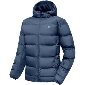 imageLittle Donkey Andy Mens Puffer Jacket Warm Winter Coat with Hood Lightweight Insulated Quilted Jacketss for Snow SkiBlue