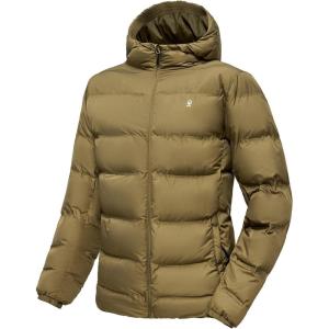 imageLittle Donkey Andy Mens Puffer Jacket Warm Winter Coat with Hood Lightweight Insulated Quilted Jacketss for Snow SkiOlive