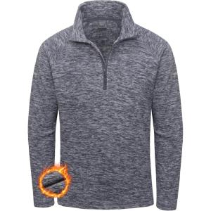 imageLittle Donkey Andy Mens Quarter Zip Sweatshirts with Fleece Lined Long Sleeve Golf Running Thermal PulloverBlueink Graywith Fleece