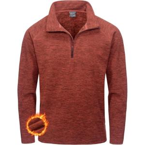 imageLittle Donkey Andy Mens Quarter Zip Sweatshirts with Fleece Lined Long Sleeve Golf Running Thermal PulloverOrange Heatherwith Fleece