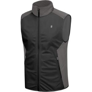 imageLittle Donkey Andy Mens Waterresistant Outerwear Vests Stretch Windproof Vest for Cycling Running GolfB Black Gray