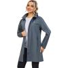 imageLittle Donkey Andy Womens Waterproof MidLength Rain Jacket with Hood Windbreaker Coat for Hiking TravelGrey