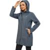 imageLittle Donkey Andy Womens Waterproof MidLength Rain Jacket with Hood Windbreaker Coat for Hiking TravelGrey