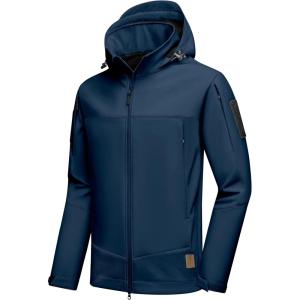 imageLittle Donkey Andy Mens Softshell Jacket with Hood Fleece Lined Winter Jackets for Hiking Windproof WaterresistantB Blue