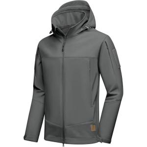 imageLittle Donkey Andy Mens Softshell Jacket with Hood Fleece Lined Winter Jackets for Hiking Windproof WaterresistantB Grey