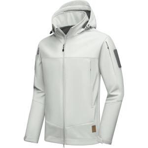 imageLittle Donkey Andy Mens Softshell Jacket with Hood Fleece Lined Winter Jackets for Hiking Windproof WaterresistantB Light Grey