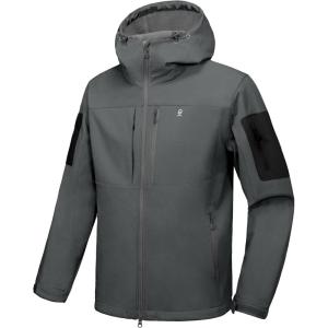 imageLittle Donkey Andy Mens Softshell Jacket with Hood Fleece Lined Winter Jackets for Hiking Windproof WaterresistantCharcoal Heather