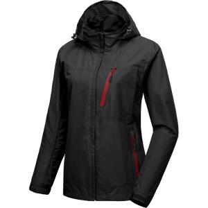 imageLittle Donkey Andy Womens Waterproof Rain Jacket with Hood Breathable Lightweight Windbreaker Rain Shell CoatA1black