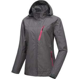 imageLittle Donkey Andy Womens Waterproof Rain Jacket with Hood Breathable Lightweight Windbreaker Rain Shell CoatA3grey